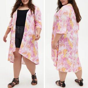 TORRID Watercolor Hacci Kimono Knit Sweater Size 3
